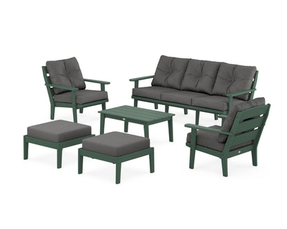 POLYWOOD® Lakeside 6-Piece Lounge Sofa Set in Green / Spectrum Carbon
