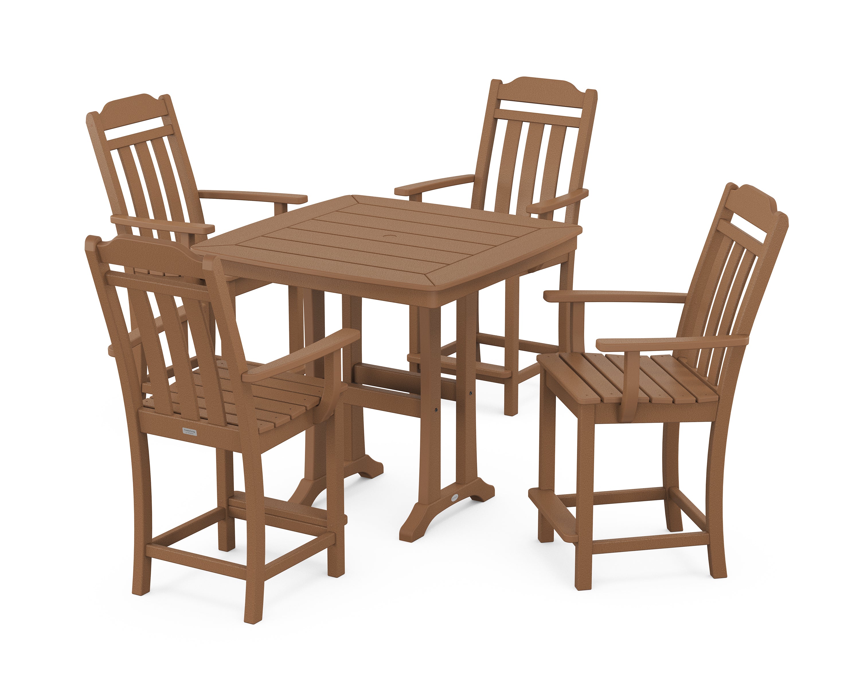 Country Living Cottage 5-Piece Counter Set with Trestle Legs in Teak