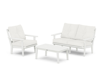 POLYWOOD® Oxford 3-Piece Deep Seating Set with Loveseat in White / Natural Linen