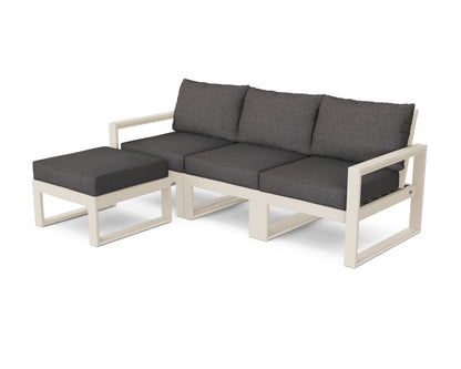 POLYWOOD® EDGE 4-Piece Modular Deep Seating Set with Ottoman in Sand / Ash Charcoal