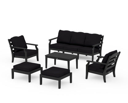 Draper James™ by  POLYWOOD® Savannah 6-Piece Lounge Sofa Set in Black / Midnight Linen