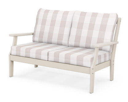 POLYWOOD® Braxton Deep Seating Loveseat in Sand / Buffalo Plaid Dune Burlap