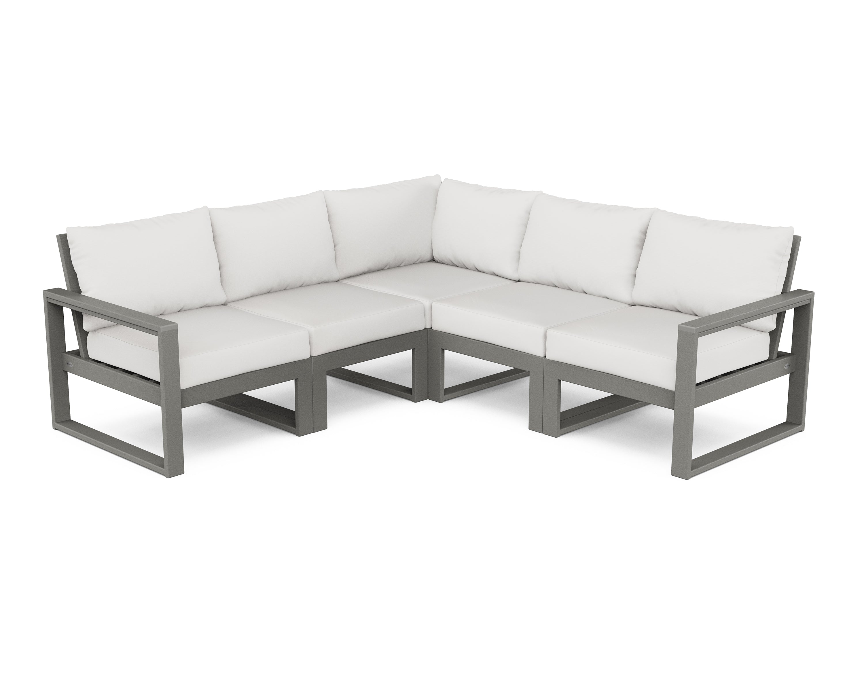 POLYWOOD® EDGE 5-Piece Modular Deep Seating Set in Slate Grey / Natural Linen