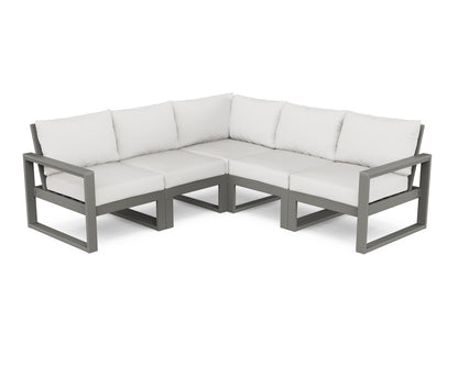 POLYWOOD® EDGE 5-Piece Modular Deep Seating Set in Slate Grey / Natural Linen