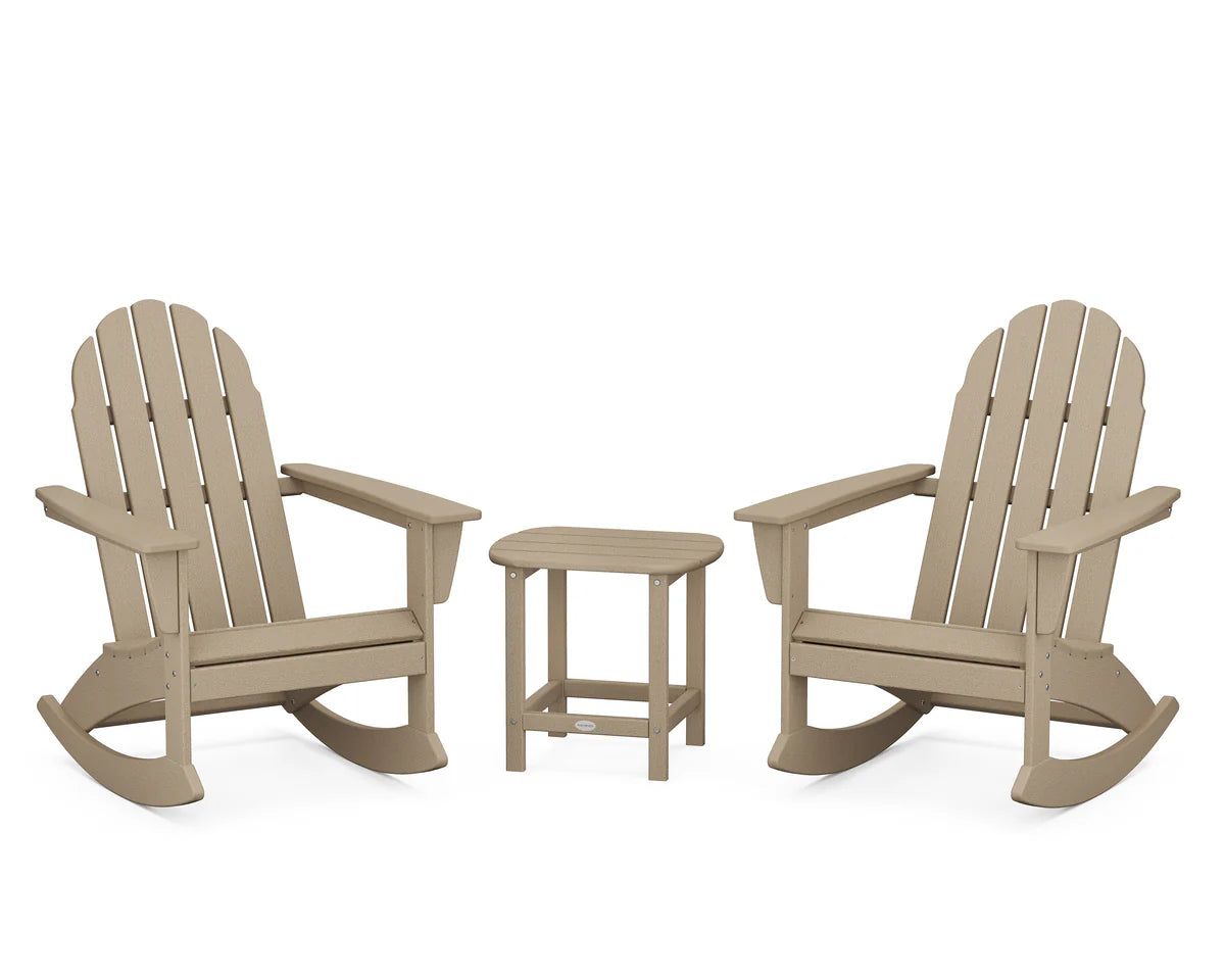 Vineyard 3-Piece Adirondack Rocking Chair Set with South Beach 18" Side Table