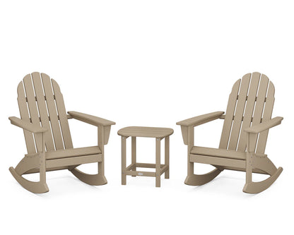Vineyard 3-Piece Adirondack Rocking Chair Set with South Beach 18" Side Table