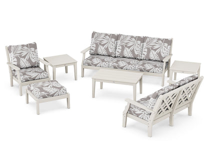 Country Living Wovendale 7-Piece Deep Seating Set in Sand / Leaf Grey Mist