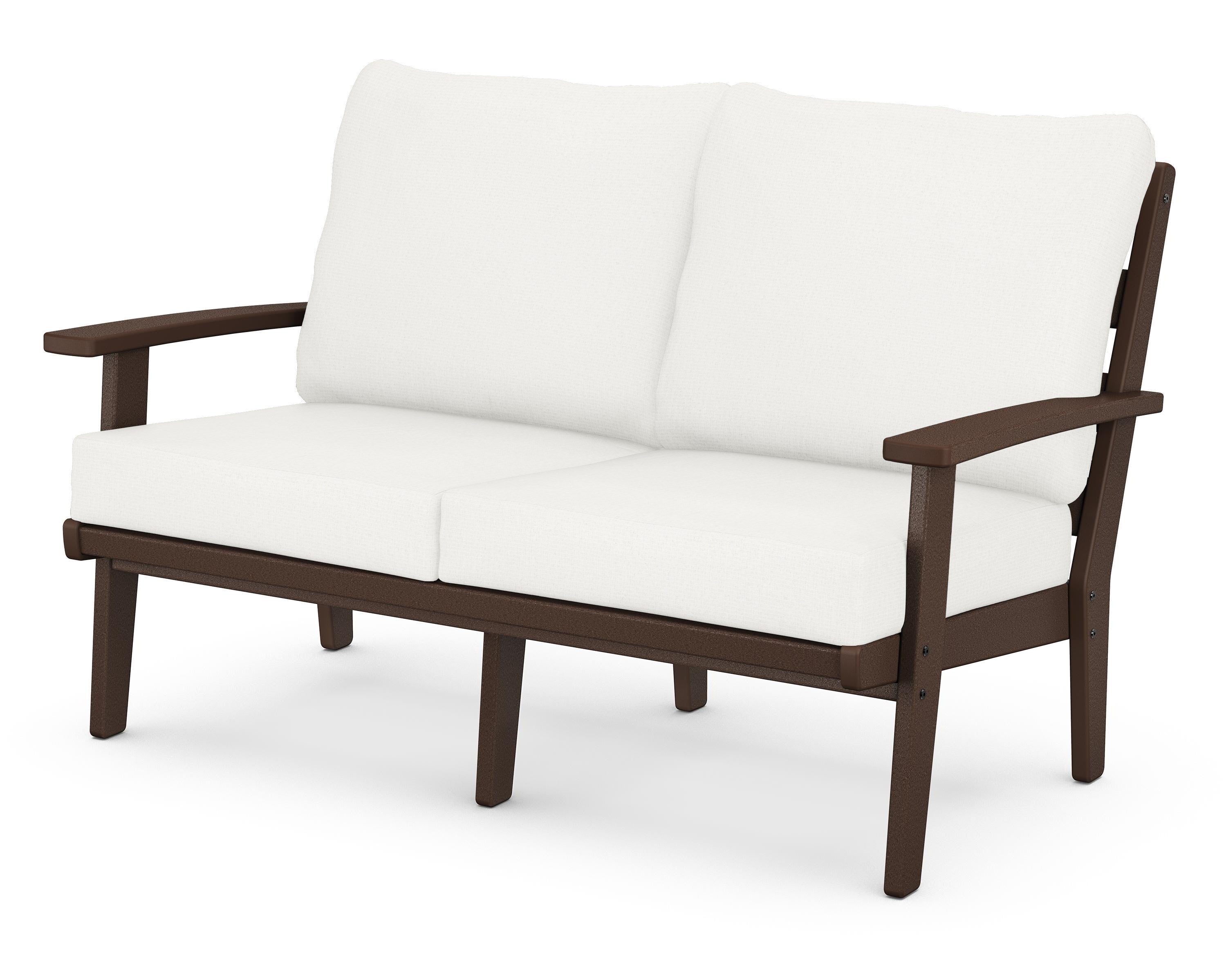 POLYWOOD® Grant Park Deep Seating Loveseat in Mahogany / Natural Linen