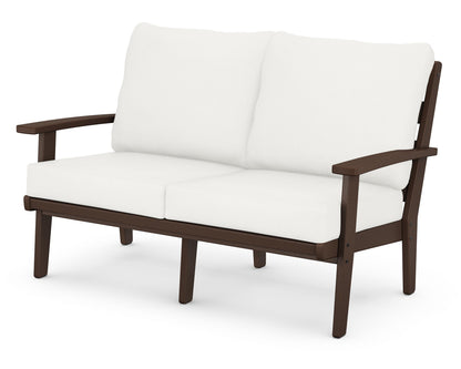 POLYWOOD® Grant Park Deep Seating Loveseat in Mahogany / Natural Linen