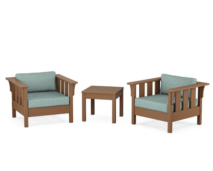 Martha Stewart by POLYWOOD® Acadia 3-Piece Deep Seating Set in Teak / Glacier Spa