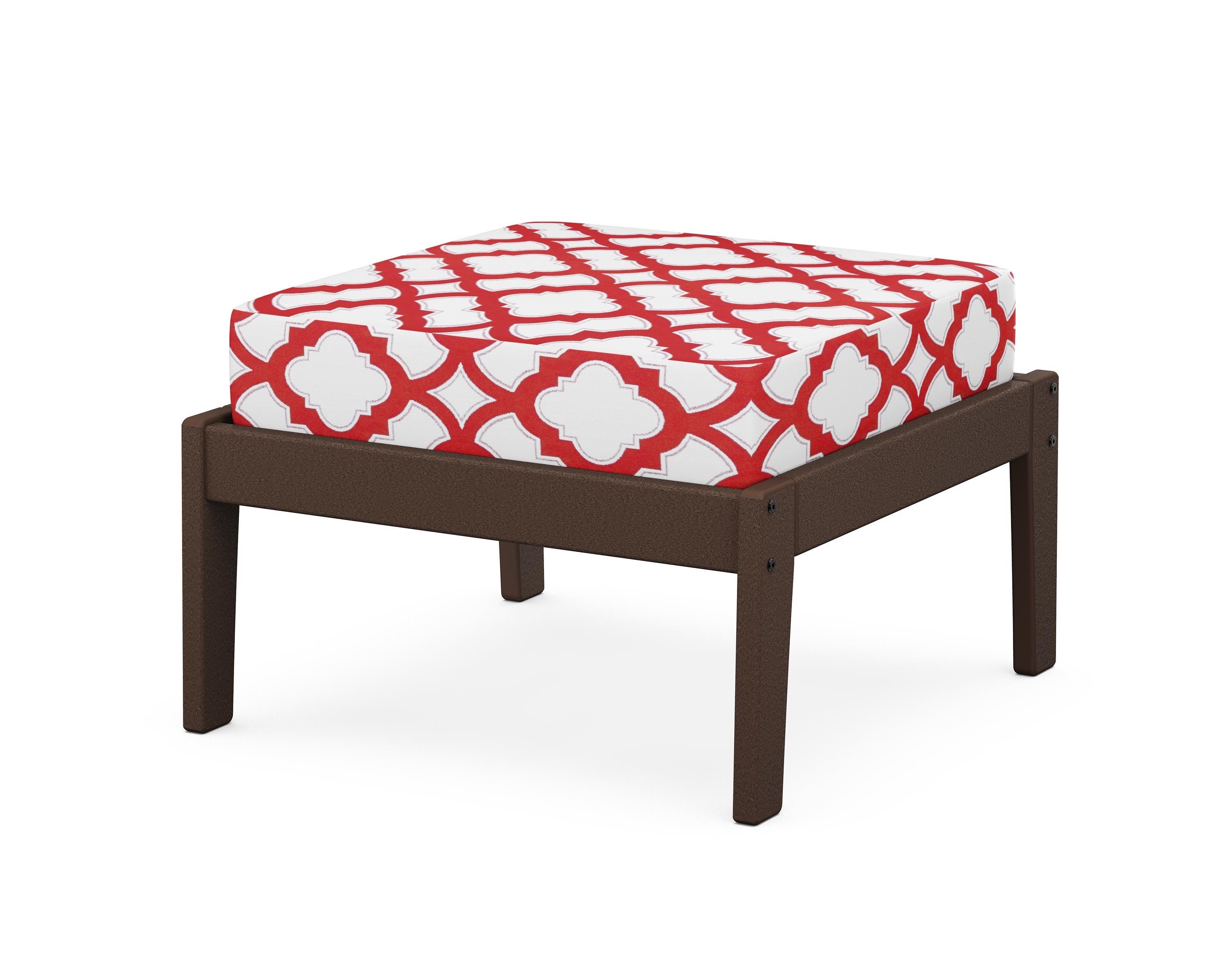 Unbranded Deep Seating Ottoman in Mahogany / Trellis Crimson