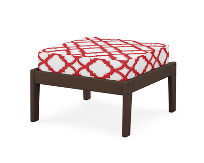 Unbranded Deep Seating Ottoman in Mahogany / Trellis Crimson