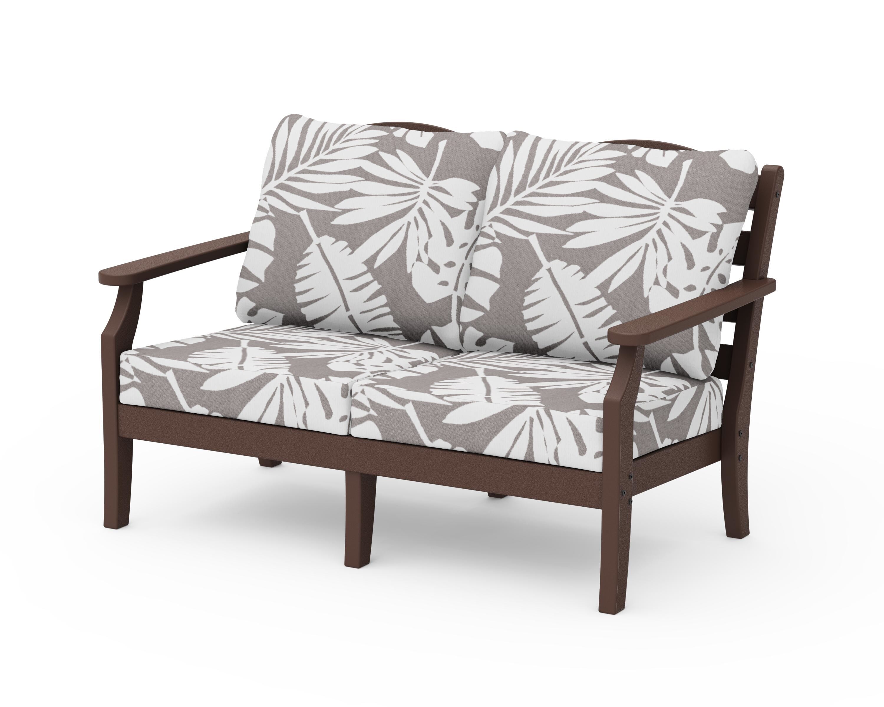 Draper James™ by  POLYWOOD® Savannah Deep Seating Loveseat in Mahogany / Leaf Grey Mist