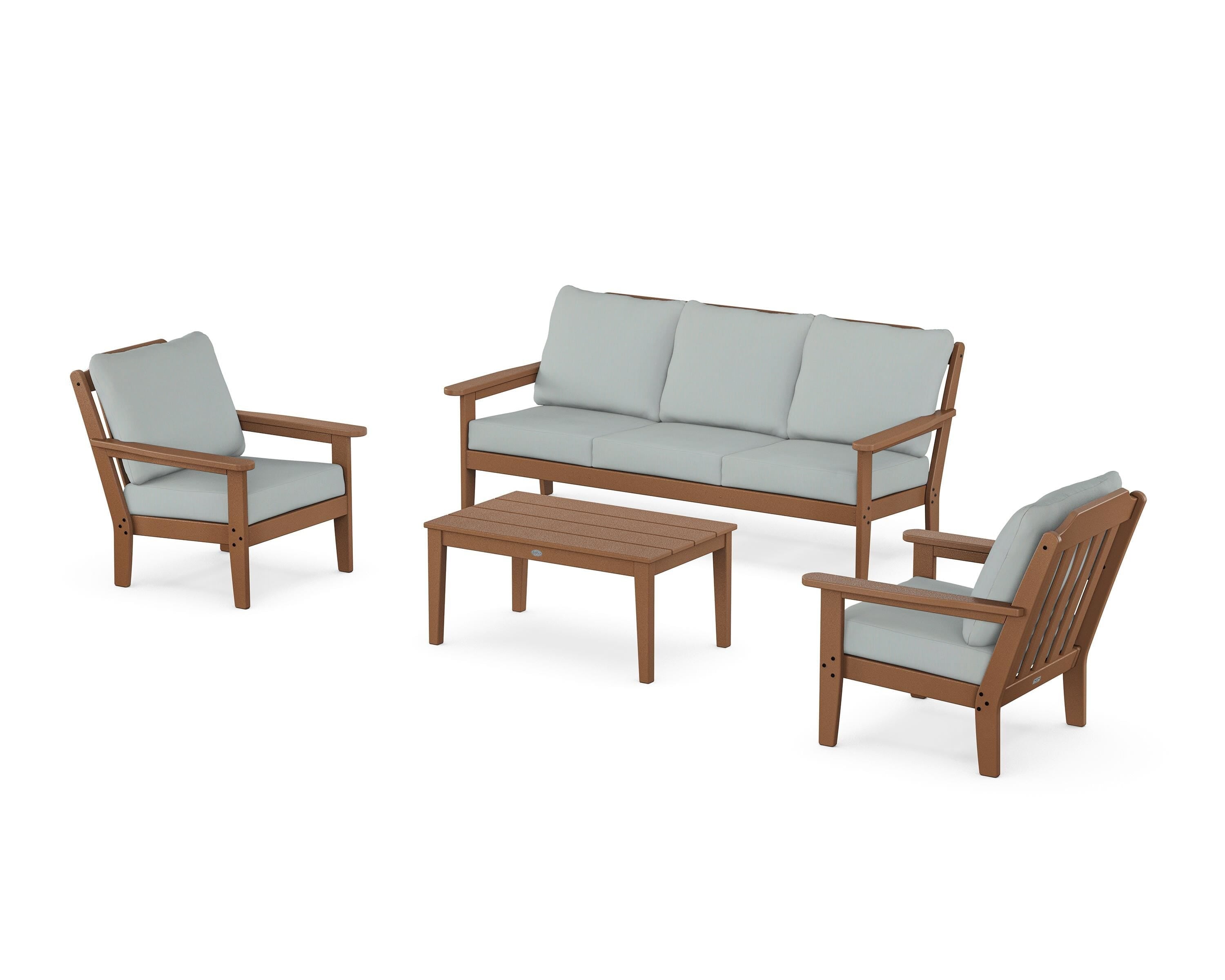Country Living Cottage 4-Piece Deep Seating Set with Sofa in Teak / Spa