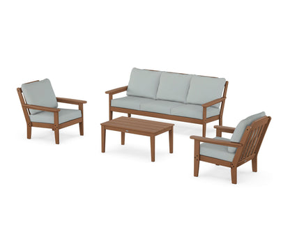 Country Living Cottage 4-Piece Deep Seating Set with Sofa in Teak / Spa