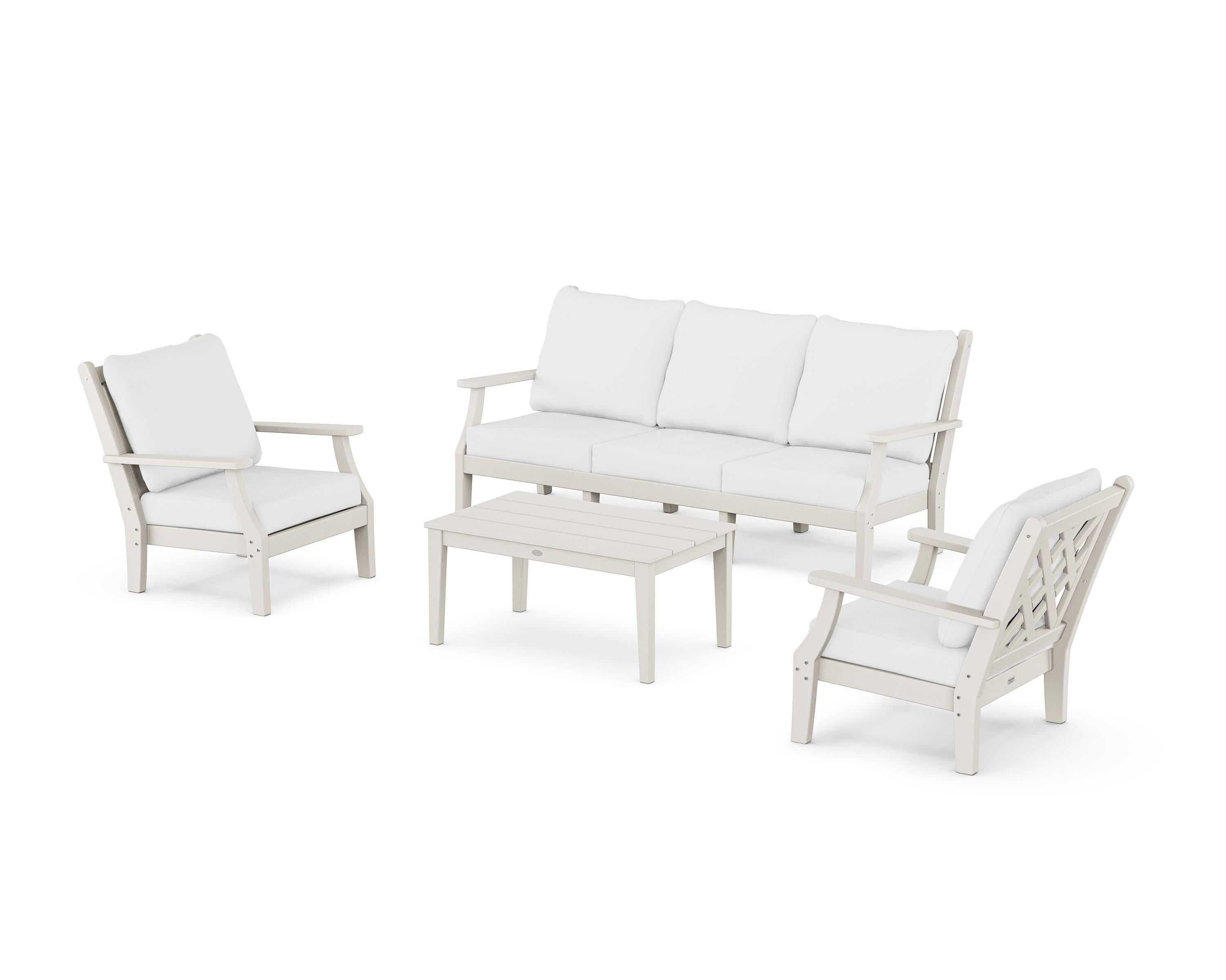 Country Living Wovendale 4-Piece Deep Seating Set with Sofa in Sand / Natural