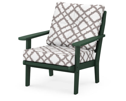 POLYWOOD® Lakeside Deep Seating Chair in Green / Trellis Grey Mist