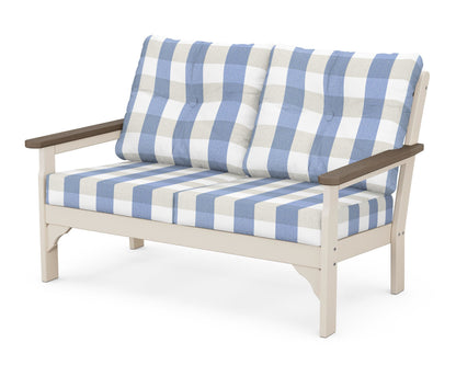 POLYWOOD® Vineyard Deep Seating Loveseat in Sand / Kona / Buffalo Plaid Sky Blue
