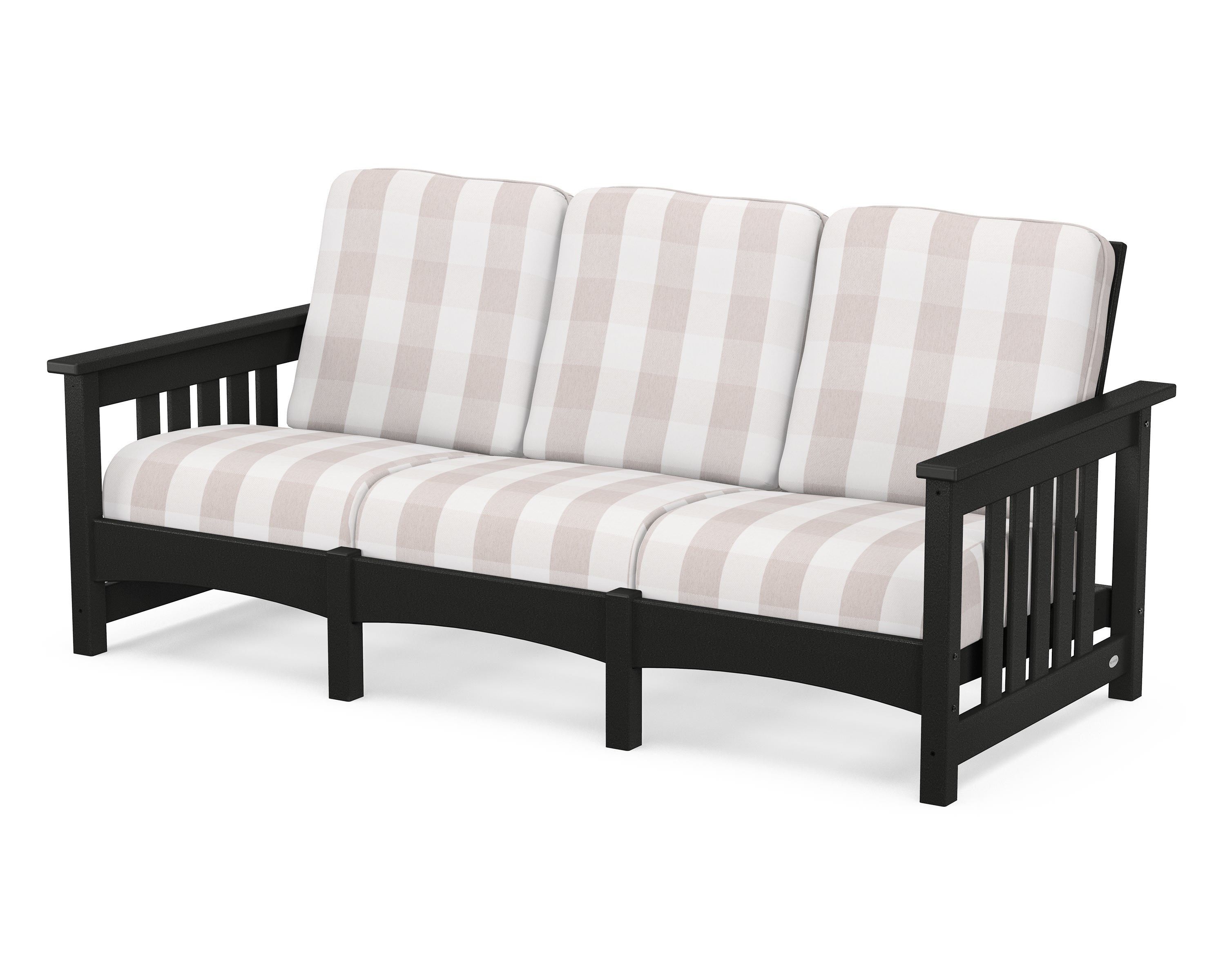 POLYWOOD® Club Mission Sofa in Black / Buffalo Plaid Dune Burlap