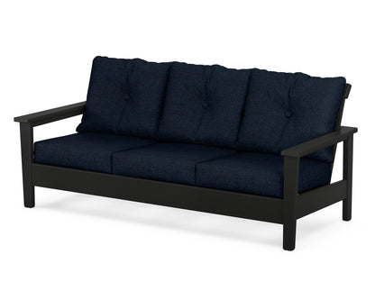 POLYWOOD® Prescott Deep Seating Sofa in Black / Marine Indigo