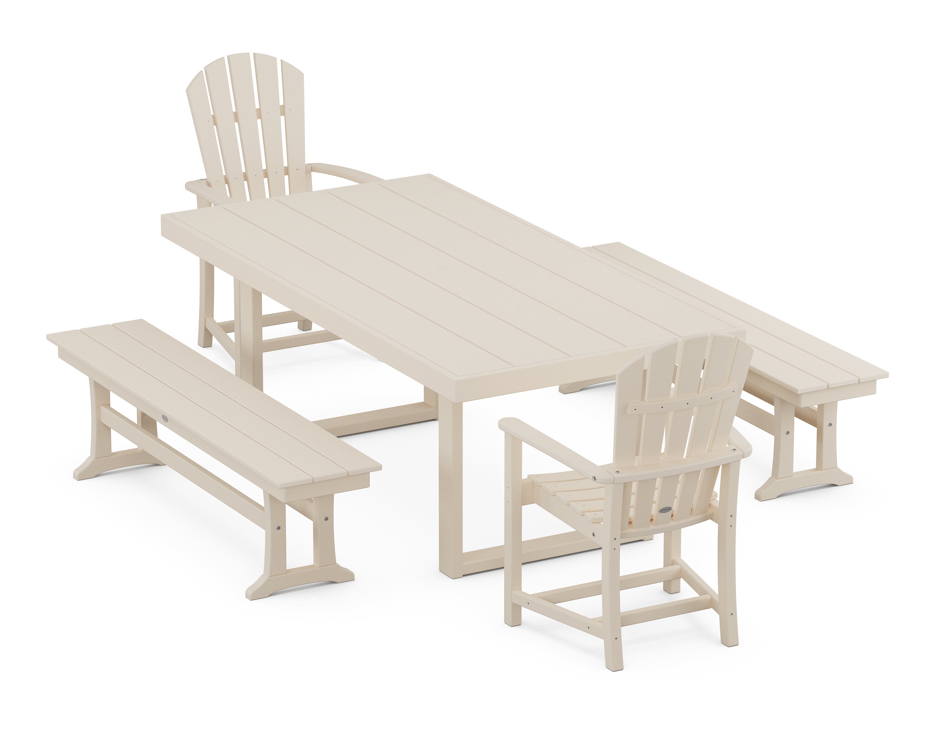 POLYWOOD® Palm Coast 5-Piece Dining Set with Benches in Sand