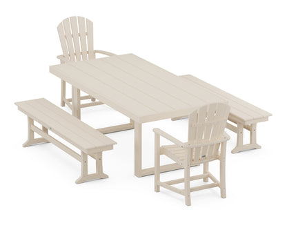 POLYWOOD® Palm Coast 5-Piece Dining Set with Benches in Sand