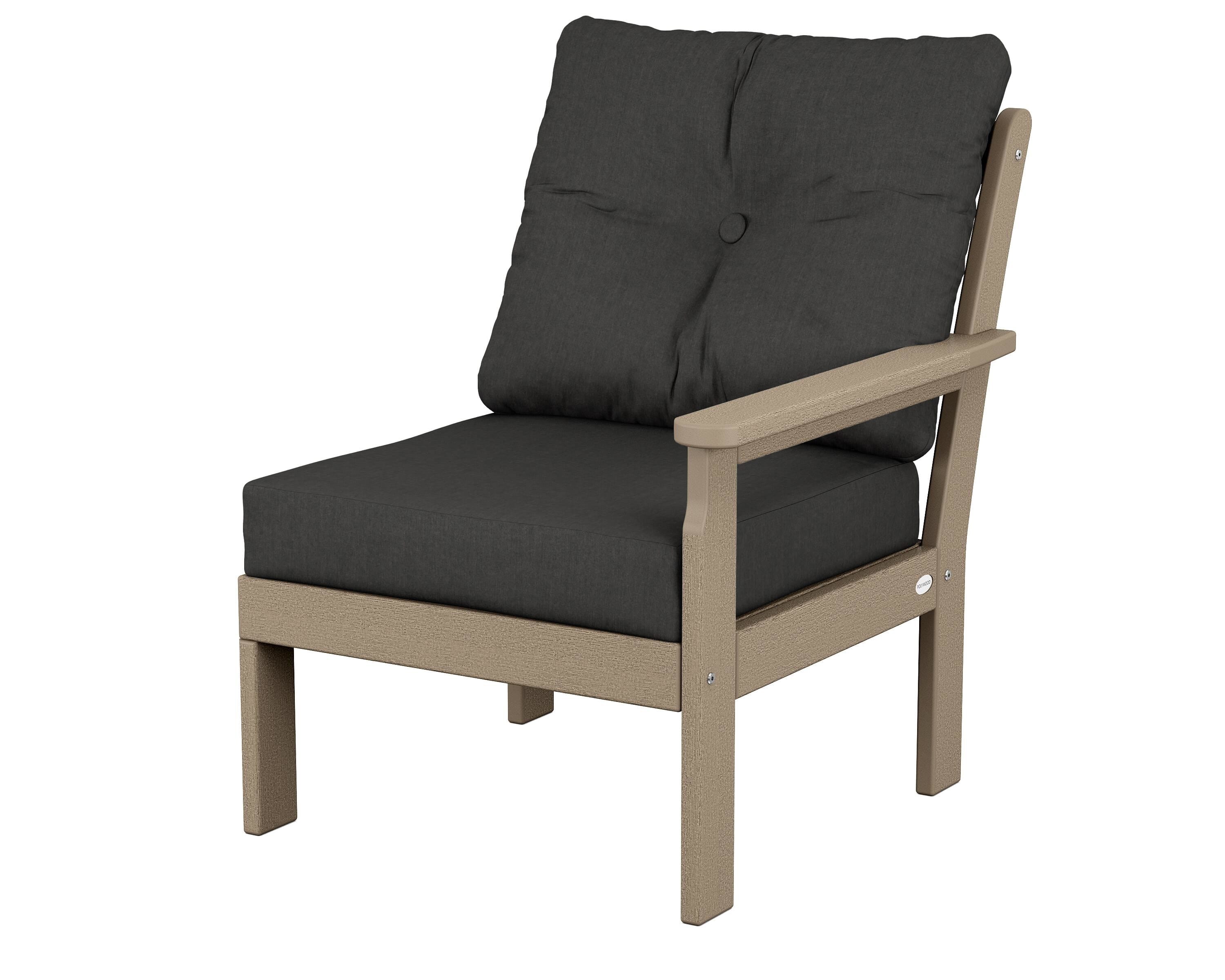 POLYWOOD® Vineyard Modular Right Arm Chair in Vintage Sahara / Spectrum Carbon