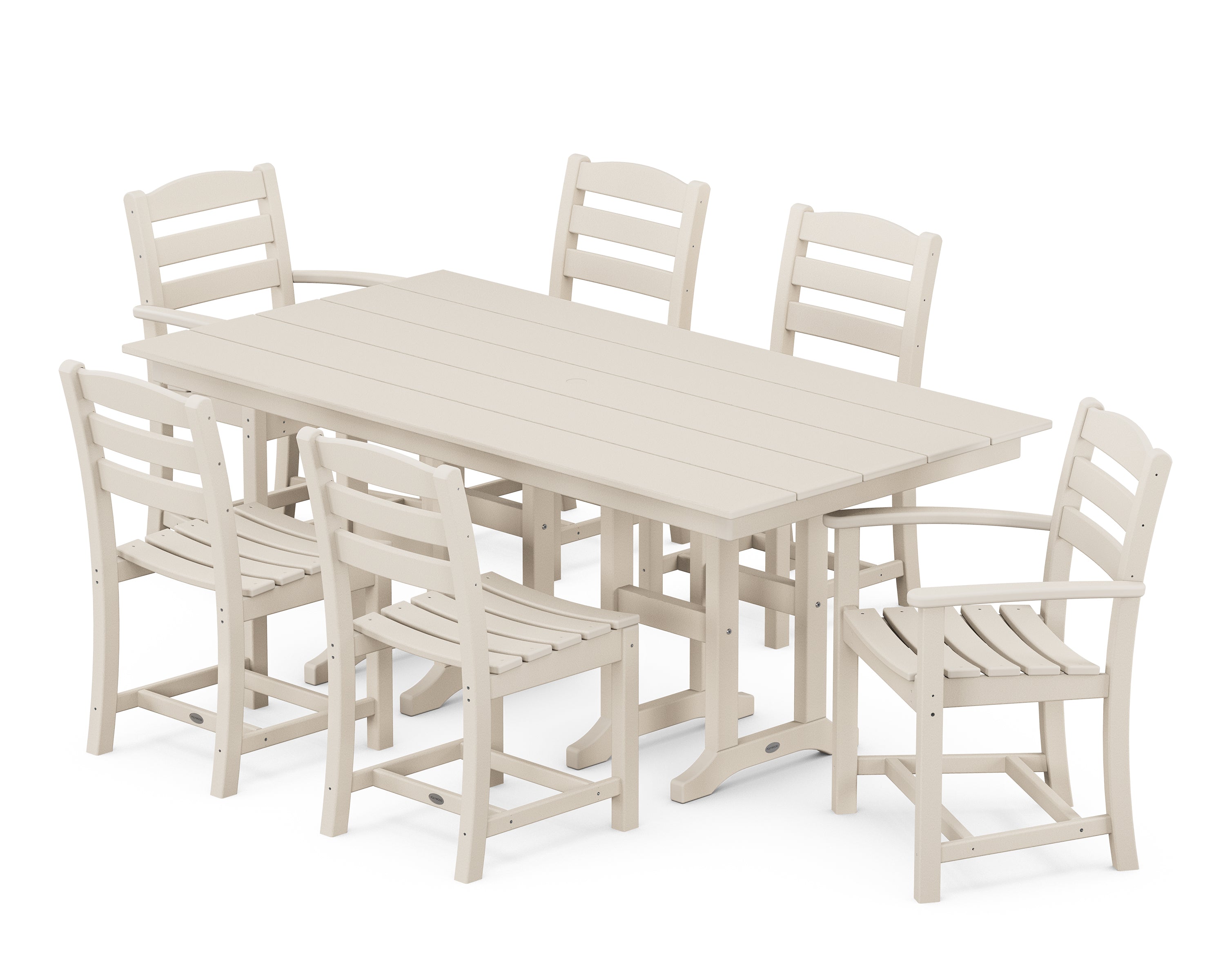 POLYWOOD® La Casa Café 7-Piece Farmhouse Dining Set in Sand