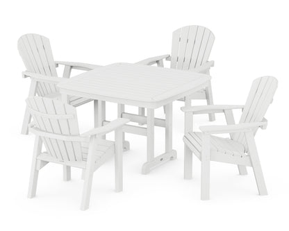 POLYWOOD® Seashell 5-Piece Dining Set with Trestle Legs in White