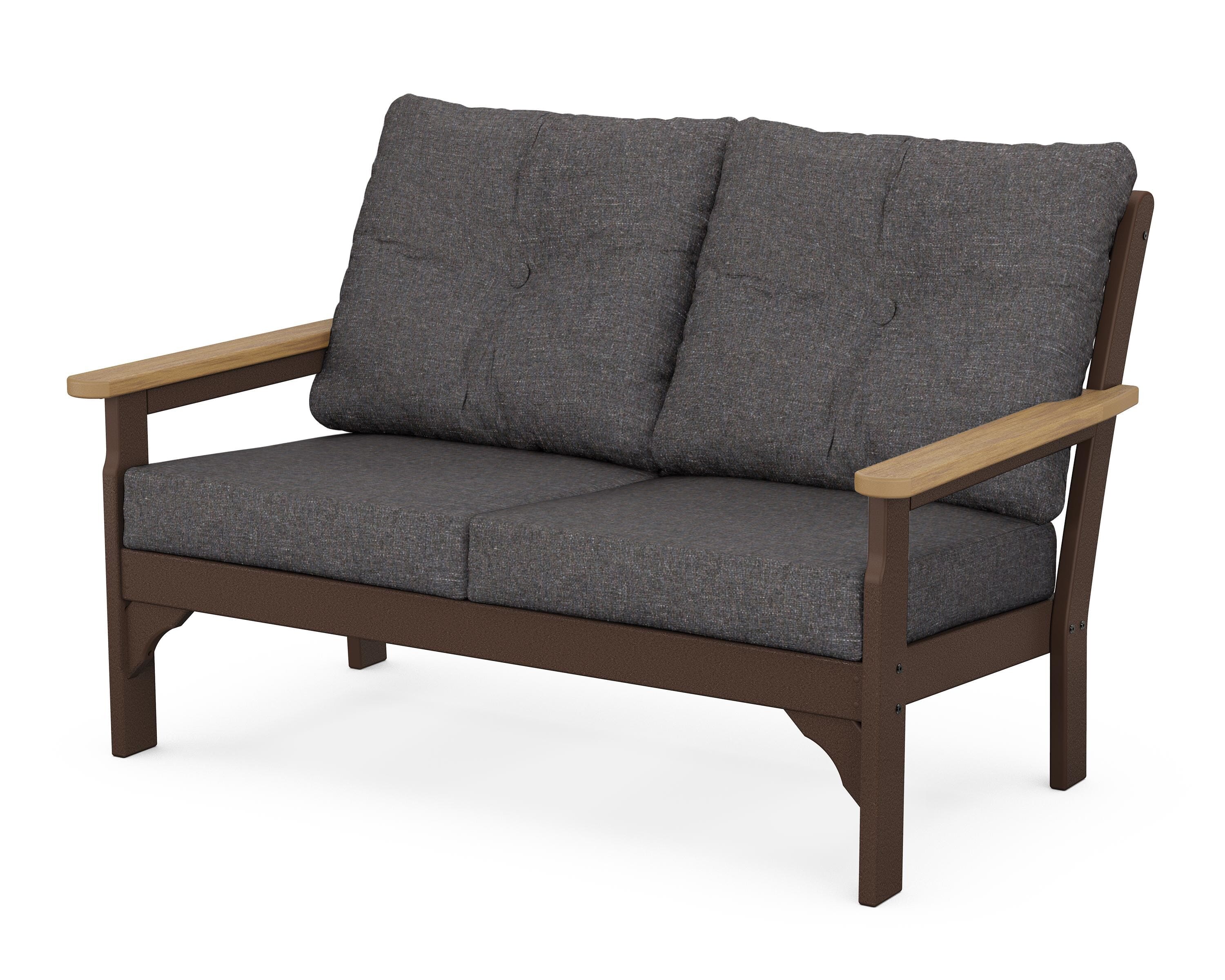 POLYWOOD® Vineyard Deep Seating Loveseat in Mahogany / Natural / Ash Charcoal