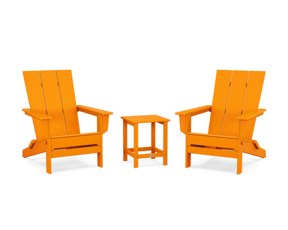 POLYWOOD® 3-Piece Modern Studio Folding Adirondack Set in Tangerine