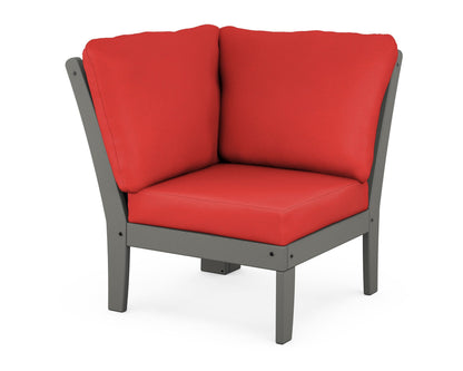 POLYWOOD® Braxton Modular Corner Chair in Slate Grey / Crimson Linen