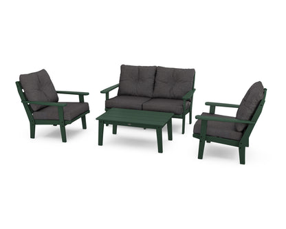 POLYWOOD® Lakeside 4-Piece Deep Seating Set in Green / Ash Charcoal