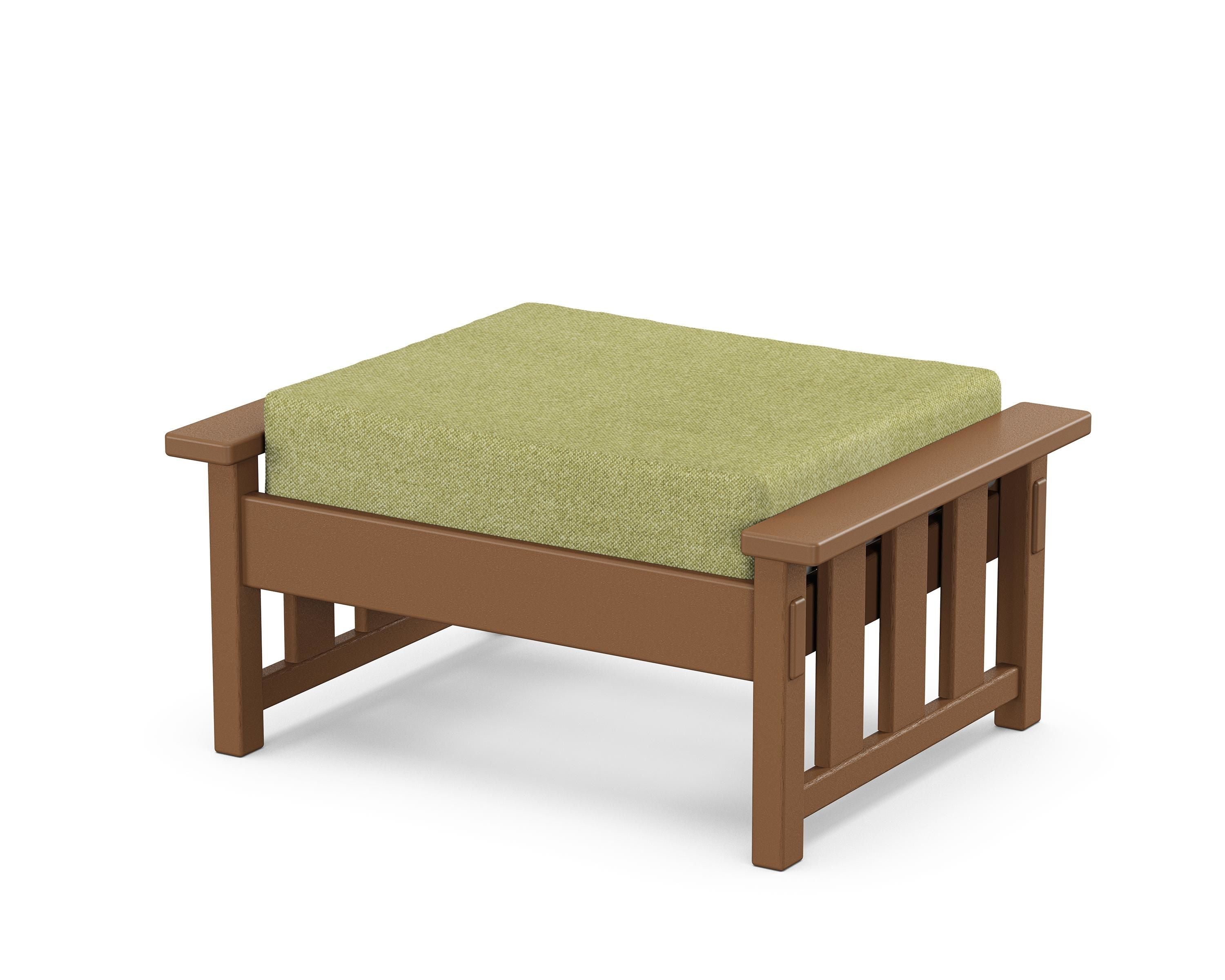Martha Stewart by POLYWOOD® Acadia Deep Seating Ottoman in Teak / Chartreuse Boucle