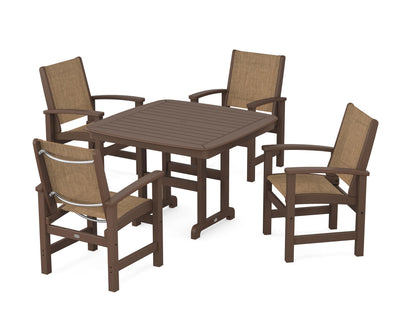 POLYWOOD® Coastal 5-Piece Dining Set in Mahogany / Burlap Sling