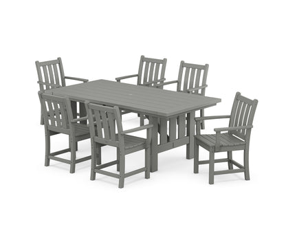 POLYWOOD® Traditional Garden Arm Chair 7-Piece Mission Dining Set in Slate Grey