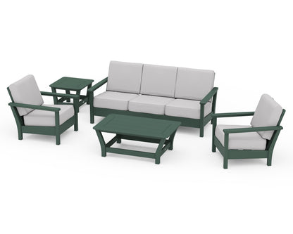 POLYWOOD® Harbour 5-Piece Deep Seating Set in Green / Granite