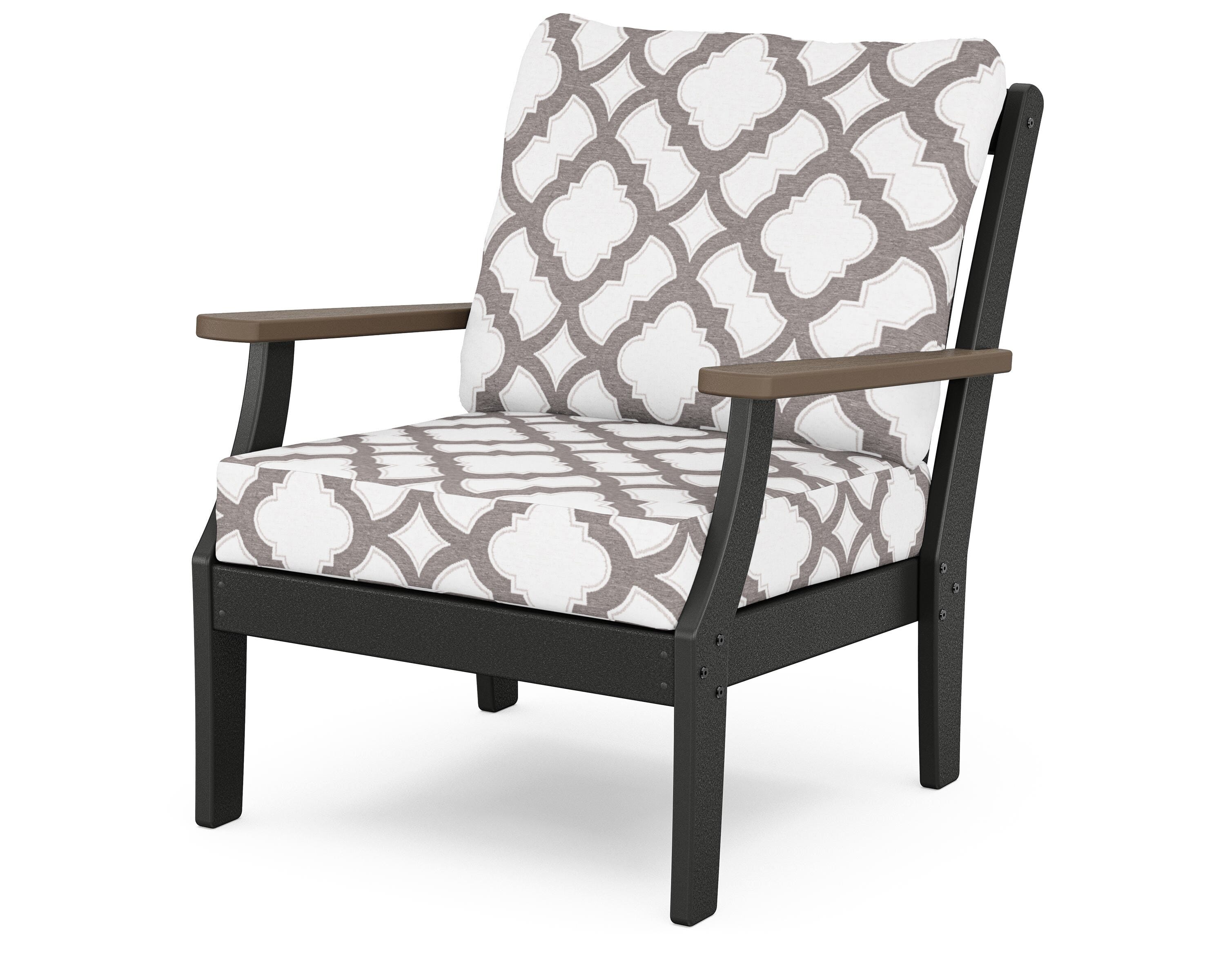 POLYWOOD® Braxton Deep Seating Chair in Black / Kona / Trellis Grey Mist