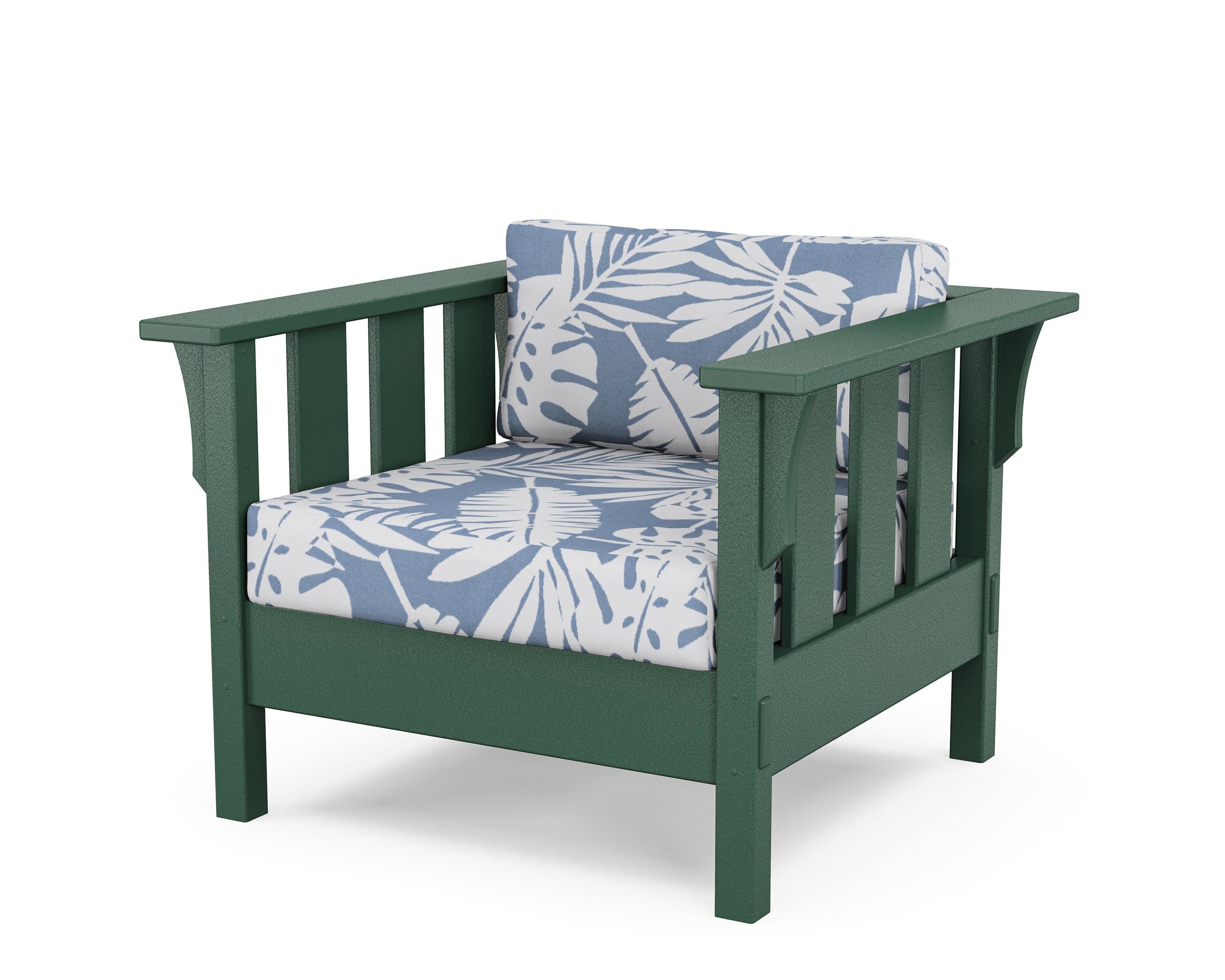 Martha Stewart by POLYWOOD® Acadia Deep Seating Chair in Green / Leaf Sky Blue