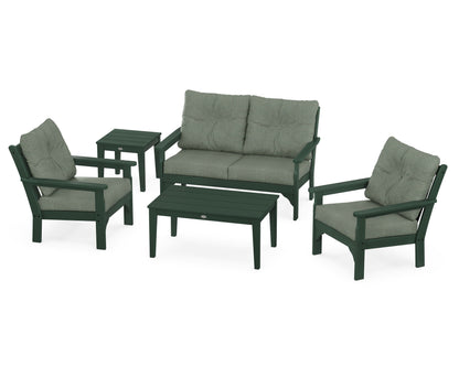 POLYWOOD® Vineyard 5-Piece Deep Seating Set in Green / Cast Sage