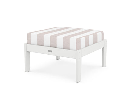 Country Living Cottage Deep Seating Ottoman in White / Cabana Stripe Dune Burlap