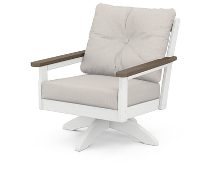 POLYWOOD® Vineyard Deep Seating Swivel Chair in White / Kona / Cast Ash