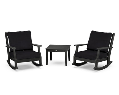 Country Living Wovendale 3-Piece Deep Seating Rocker Set in Black / Midnight Linen