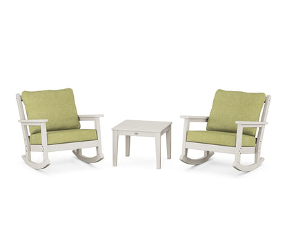 POLYWOOD® Chippendale 3-Piece Deep Seating Rocker Set in Sand / Chartreuse Boucle