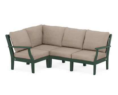 POLYWOOD® Braxton Modular 4-Piece Deep Seating Set in Green / Spiced Burlap
