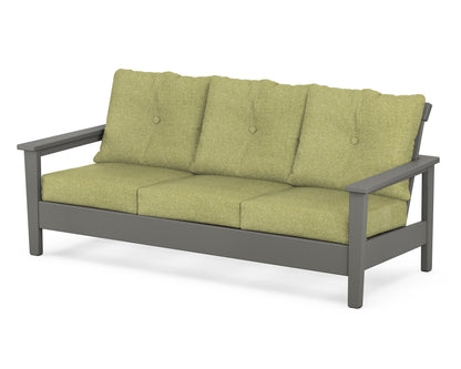 POLYWOOD® Prescott Deep Seating Sofa in Slate Grey / Chartreuse Boucle