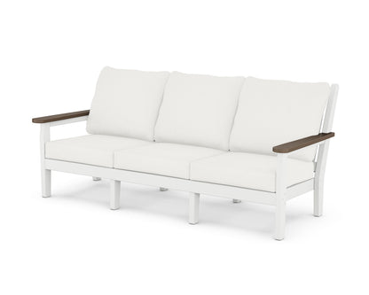 POLYWOOD® Chippendale Deep Seating Sofa in White / Kona / Natural Linen