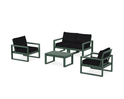 POLYWOOD® EDGE Sectional 4-Piece Deep Seating Set with Loveseat in Green / Midnight Linen