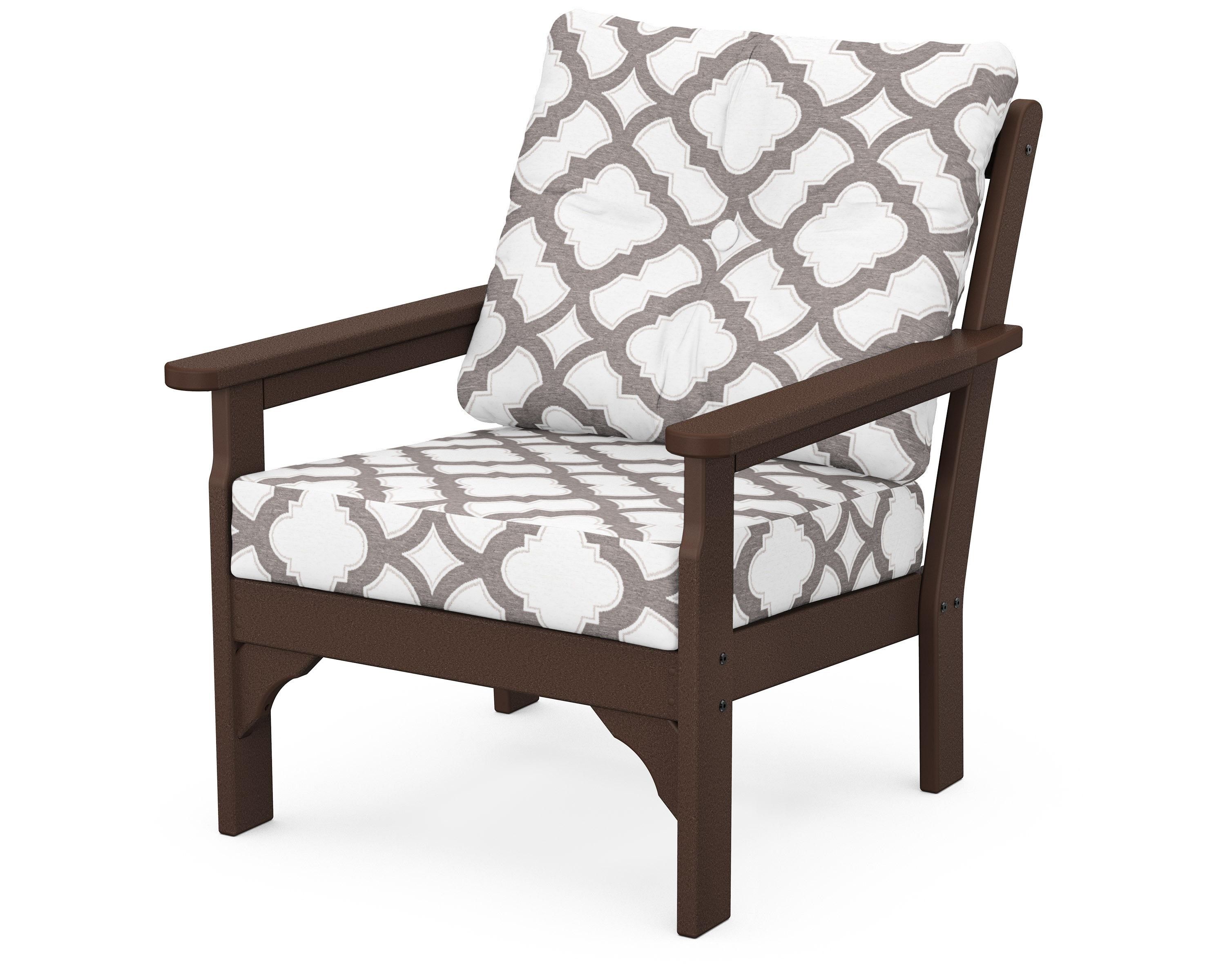 POLYWOOD® Vineyard Deep Seating Chair in Mahogany / Trellis Grey Mist