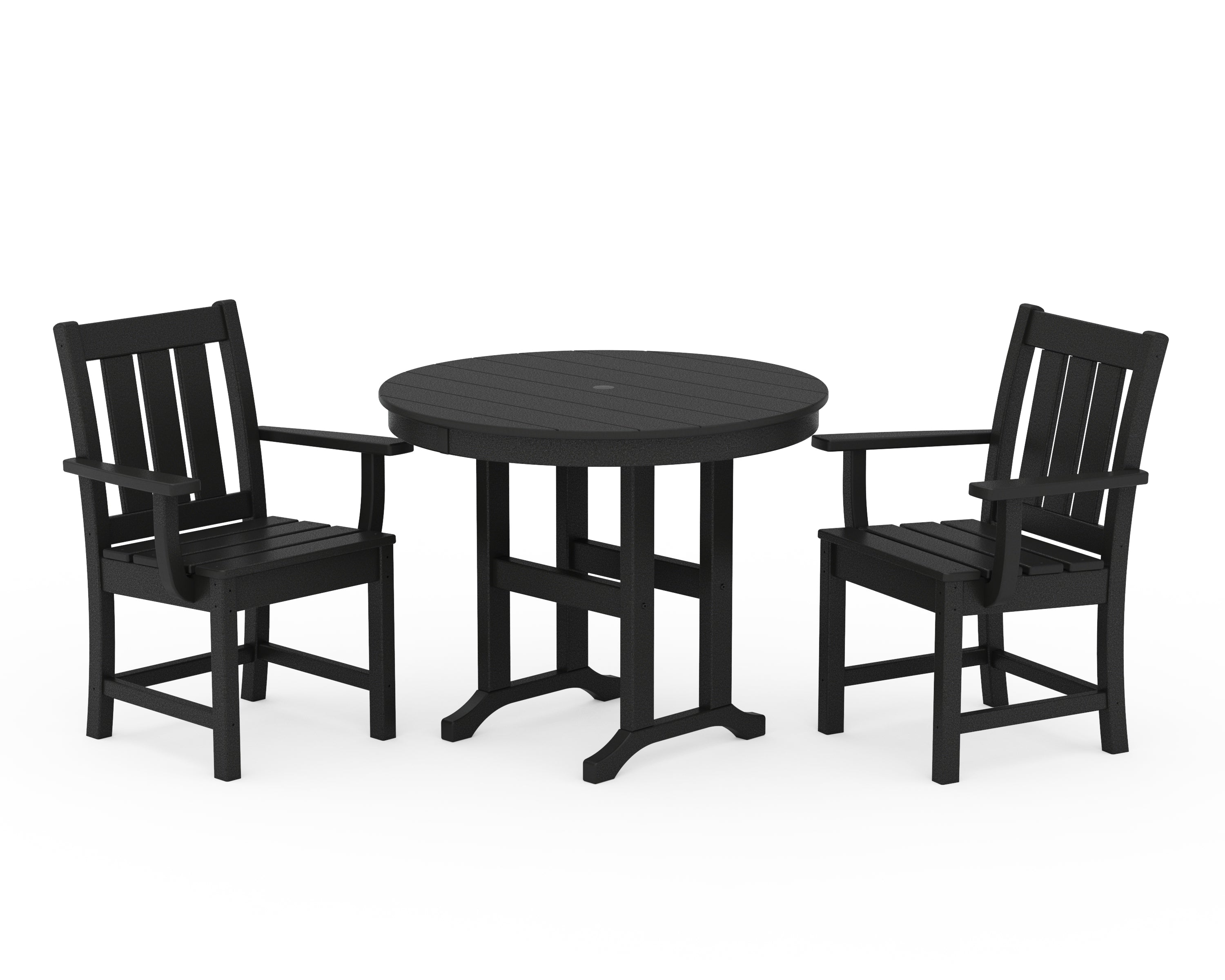 POLYWOOD® Oxford 3-Piece Farmhouse Dining Set in Black